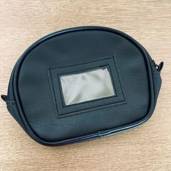 Black Leather Travel Toiletry Bag - Picture 1 of 5